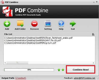 start combining PDF files